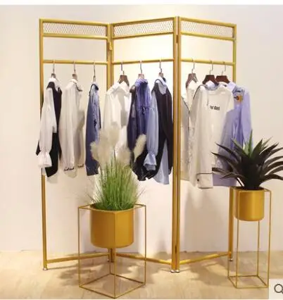 

Tieyi clothing shop window display props floor hanging clothes rack Zhongdao water table display screen.