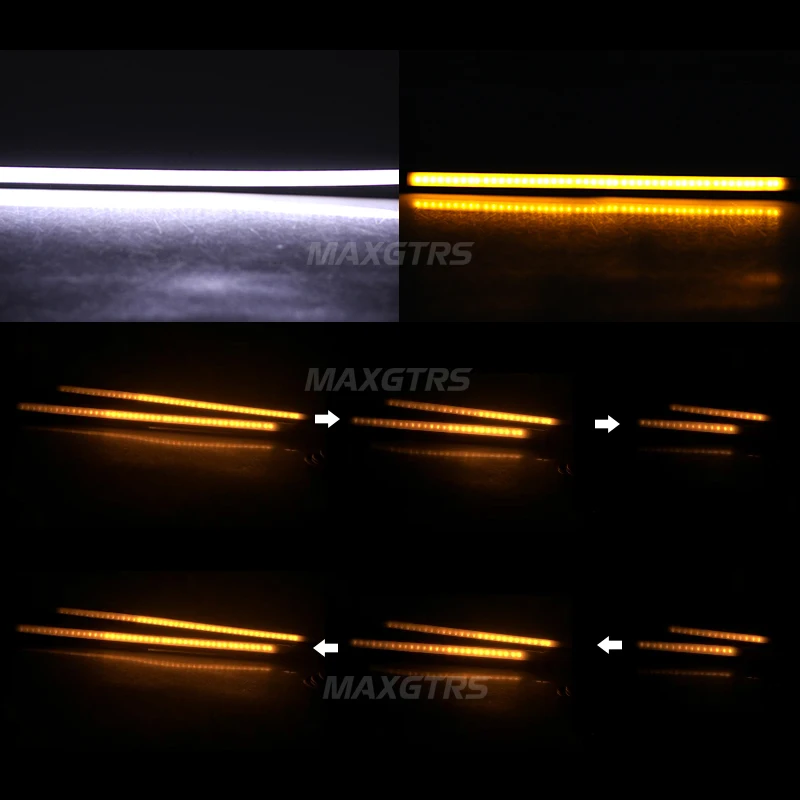 Car Flexible Switchback LED Knight Rider Strip Light For Headlight Sequential Flasher DRL Flowing Amber Turn Signal Lights