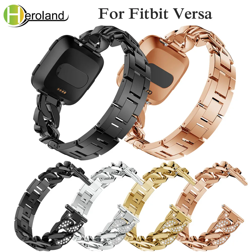 

Wrist Band for Fitbit Versa lite Accessories alloy bracelet Replace WatchBands Smart band Strap Luxury Denim chain with diamonds