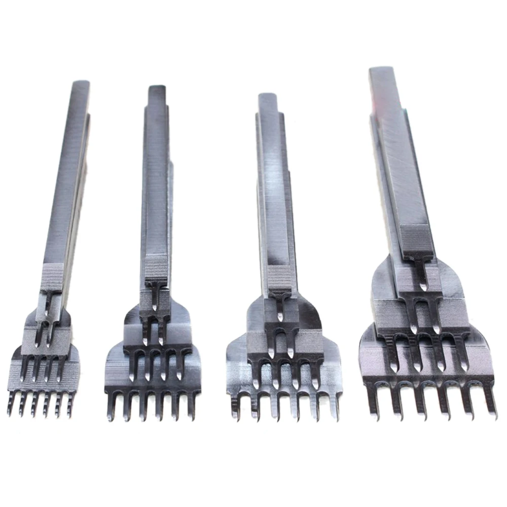 

Excellent 3/4/5/6mm Leather Craft Tool Hole Punches Lacing Stitching Punch 1+2+4+6 Prong for Home Sewing Handmade Leather Tool
