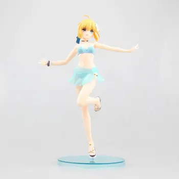 

22CM Japanese anime figure Fate/Extella Saber swimsuit ver action figure collectible model toys for boys