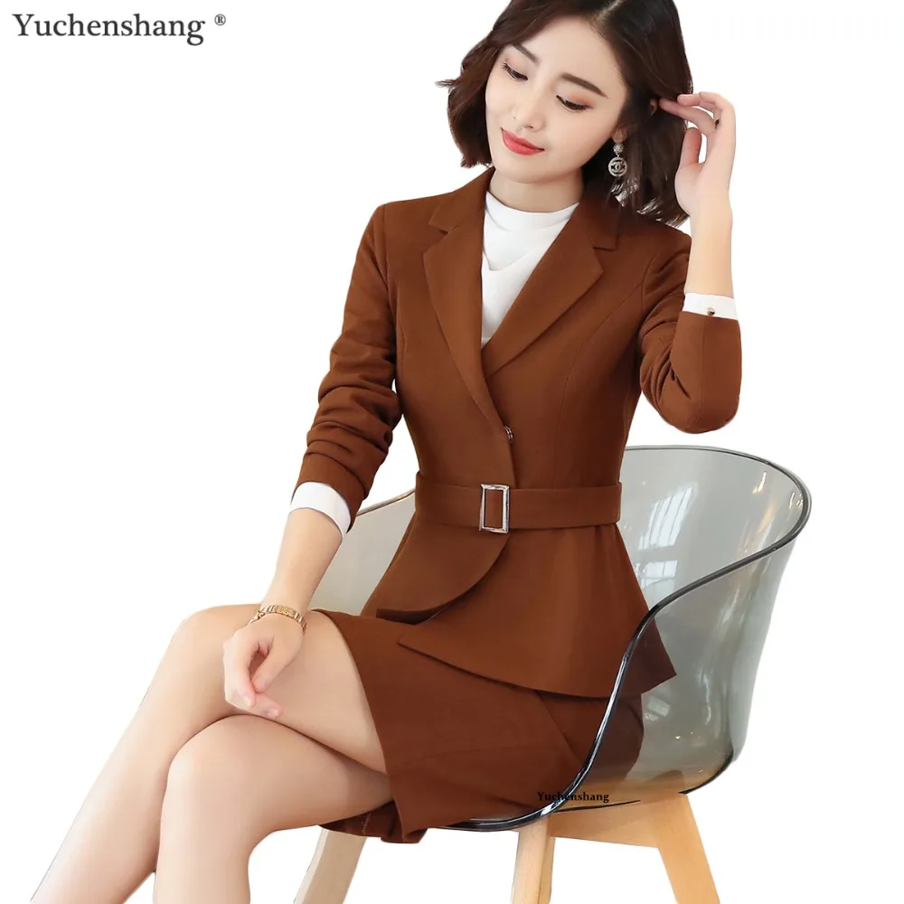 2 Piece Set High-quality Women Formal Pant Suit Office Lady Uniform Designs Female Camel Business Jacket and Pant Work Wear