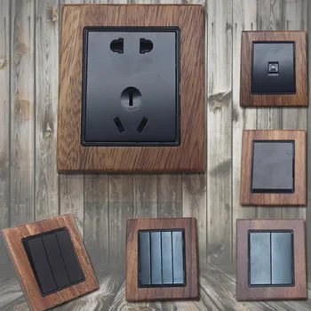 

wood plastic 86*86MM 1 2 3 4 Gang 1Way 2way 110v 220v 250v ancient light switch wall switch push button switch free shipping