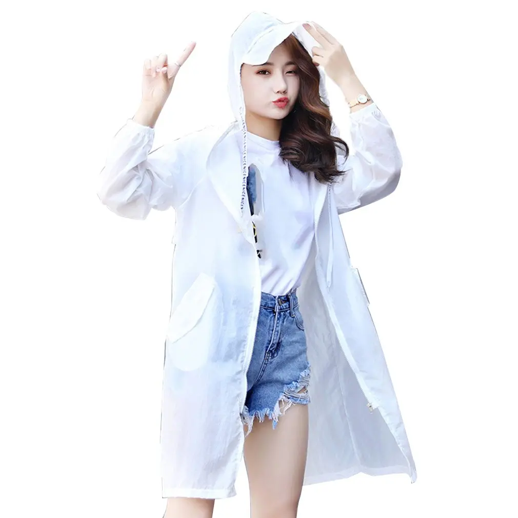 

Medium Length Style Beach Holiday Anti-UV Women Long Sleeve Cardigan Summer Loose Style Ladies Travel Sunscreen Outwear Coats