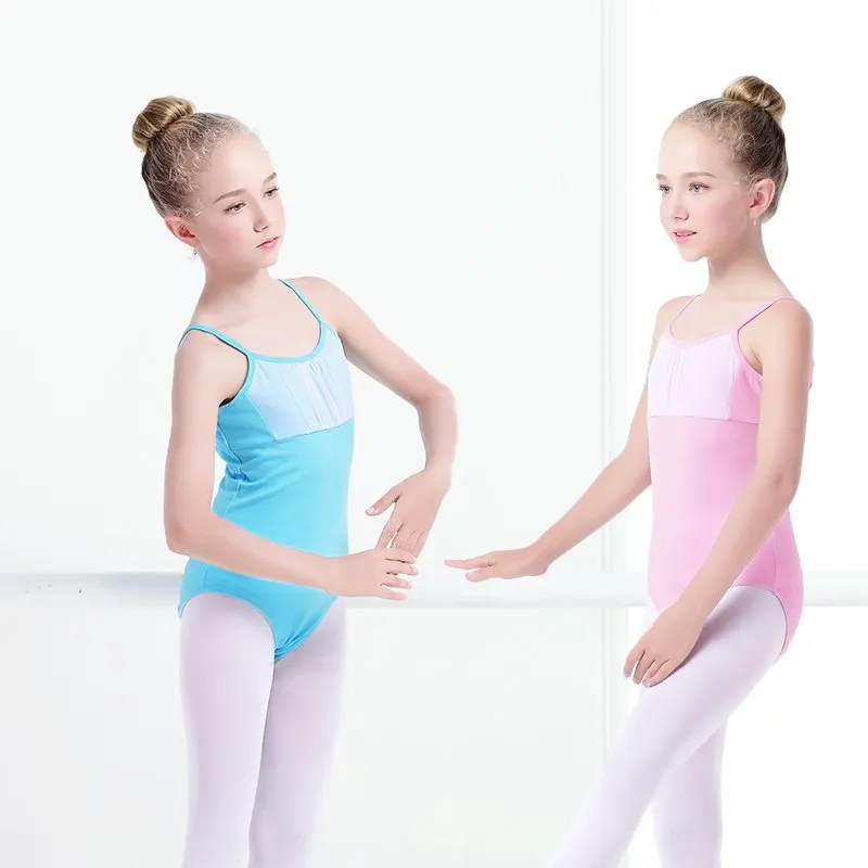 

Kids Lace Leotard Gymnastics Child Leotard Pink Bodysuits Costumes Dance Wear Camisole Straps Dance Clothes