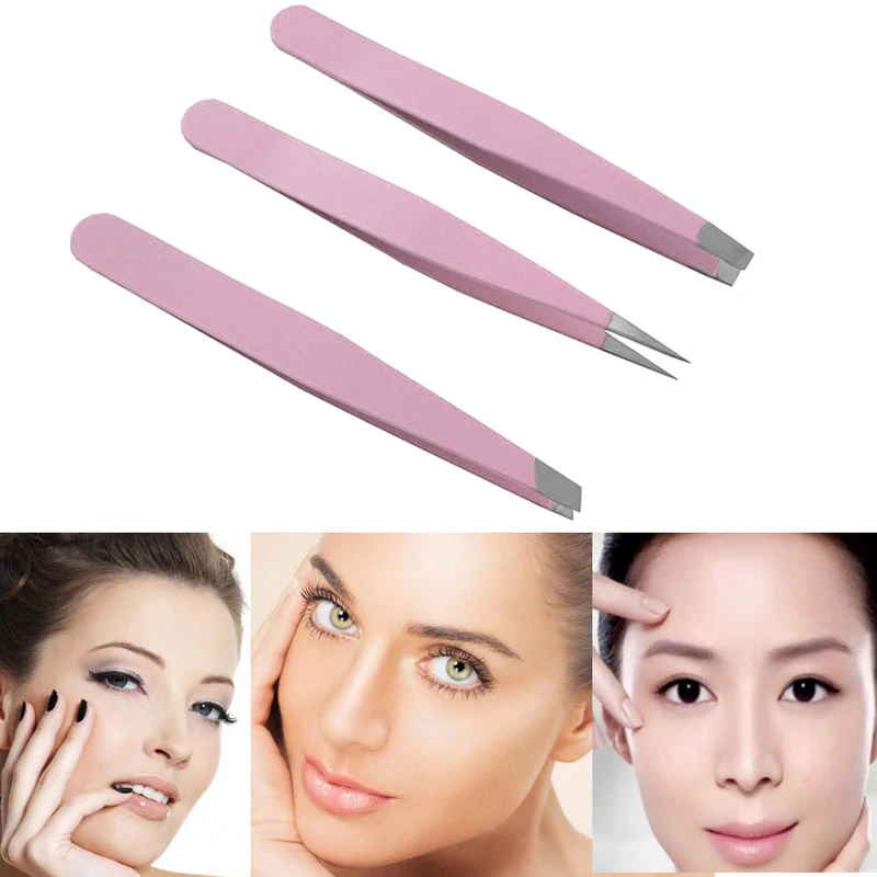 Stainless Steel Eyebrow Tweezers Wenkbrauw Tweezer Set Slant Tip/punt Tip/flat Tip Beauty M03468 | Красота и здоровье