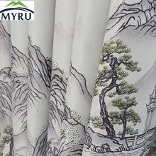 MYRU Традиционный Китайский стиль печать охраны окружающей среды чернила пейзаж оттенок ткани шторы для спальни и гостиной