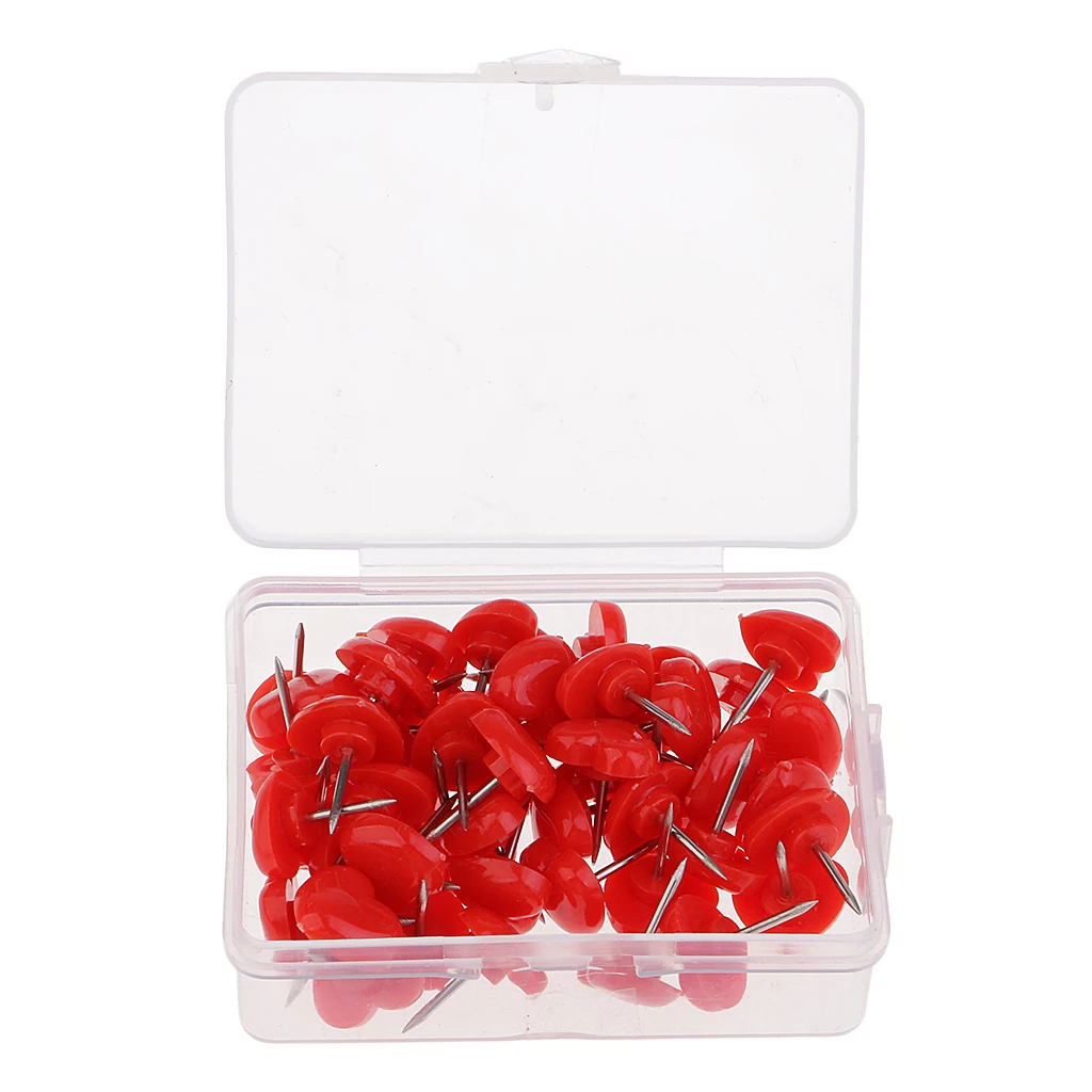 50pcs Heart Shape Head Push Pins Drawing Pins Office Thumbtack Notice Board Pins for Office Supplies
