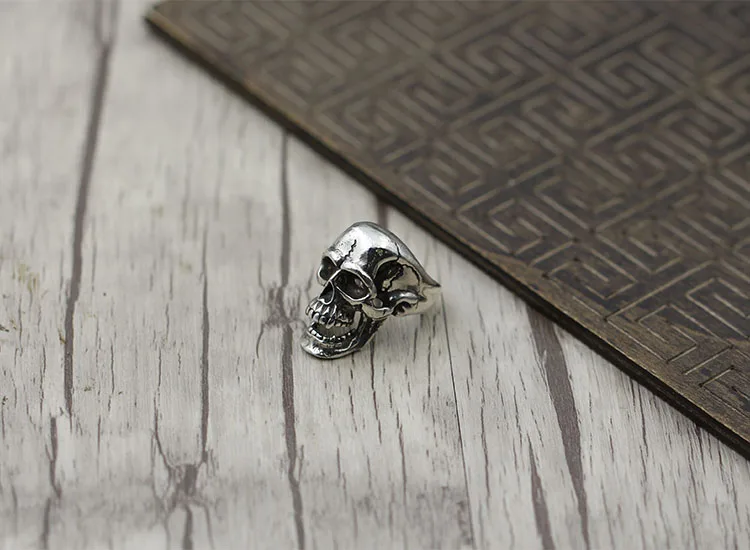 Кольцо из тайского серебра с резьбой в виде черепа|skull ring|sterling silver ringssilver ring |