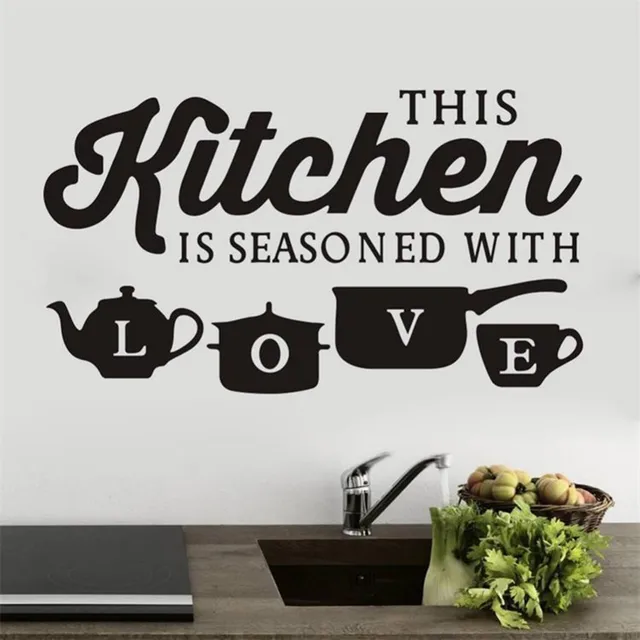 THIS KITCHEN IS SEASONED WITH LOVE Quotes Wall Stickers for Restaurant