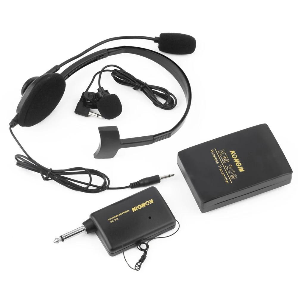 المرحلة اللاسلكية Lavalier التلبيب ميكروفون سماعة الرأس نظام Mic FM الارسال