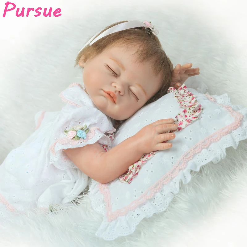 

Pursue 20"/50cm Handmade Newborn Girl Doll Silicone Reborn Baby Dolls with Silicon Body Realistic Doll for Girls 50cm Close Eyes
