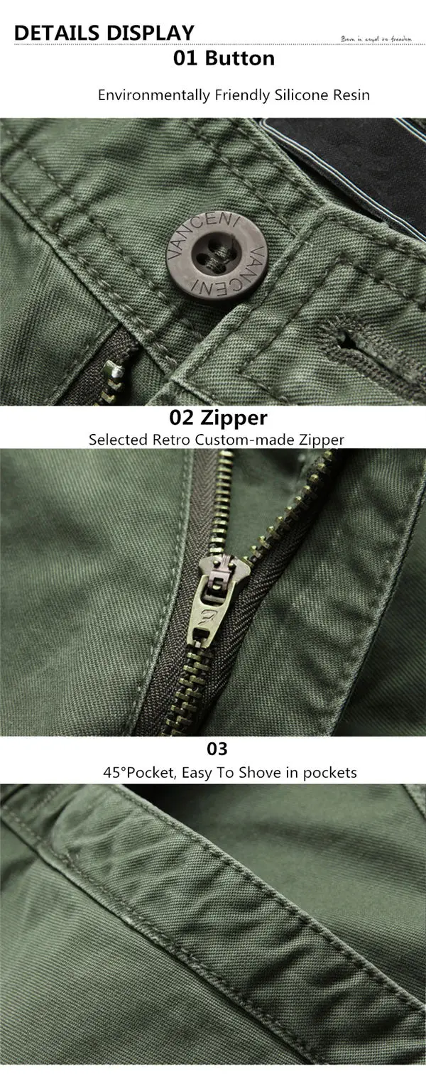 Men's Retro Big Pocket Cargo Pants Casual Straight Leg Cotton Trousers