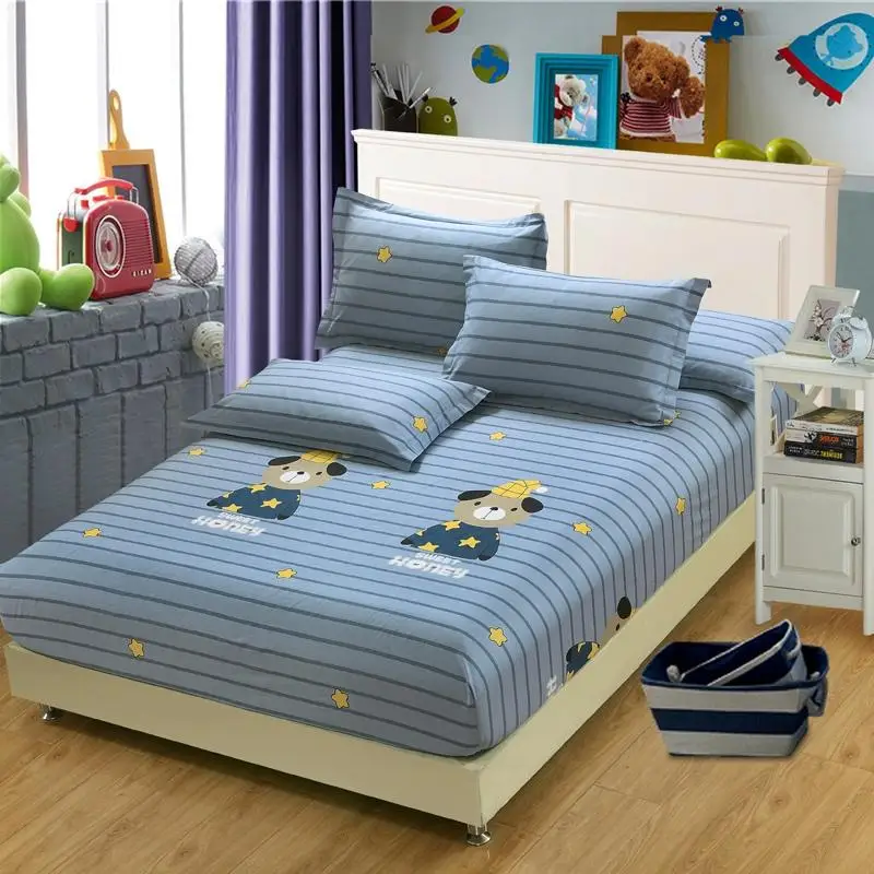 Мультяшный детский набор постельных принадлежностей из хлопка с покрывалом на резинке, наматрасник, наволочка, полный размер, двойной размер, drap de lit sabanas