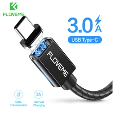 Магнитный кабель FLOVEME USB C для samsung S9 S8 Note 9 8 3A быстрое магнитное зарядное устройство 1 м usb type C кабель для Xiaomi Redmi Note 7 5
