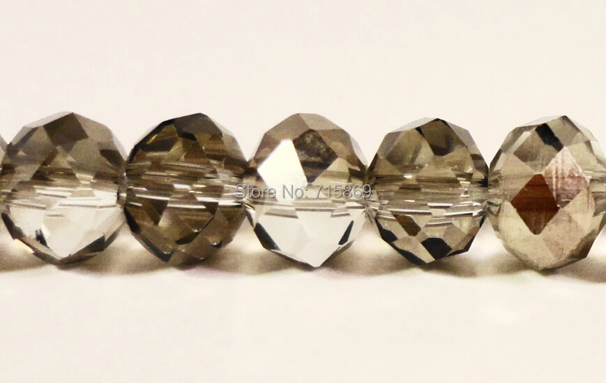 

Free Ship Wholesale AAA Top Quality Gray Crystal Glass Faceted Rondelle Beads 6x4mm 1 Strand 50pcs