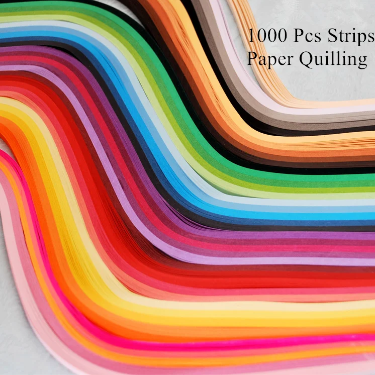 1000Pcs Strips Paper Quilling 39cm long mix gradient colors handmade