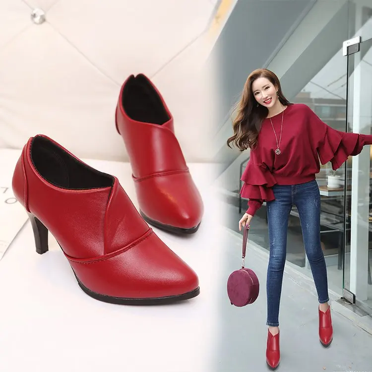 

Autumn and Winter New Lacquer Leather High-heeled Pointed Women's Shoes