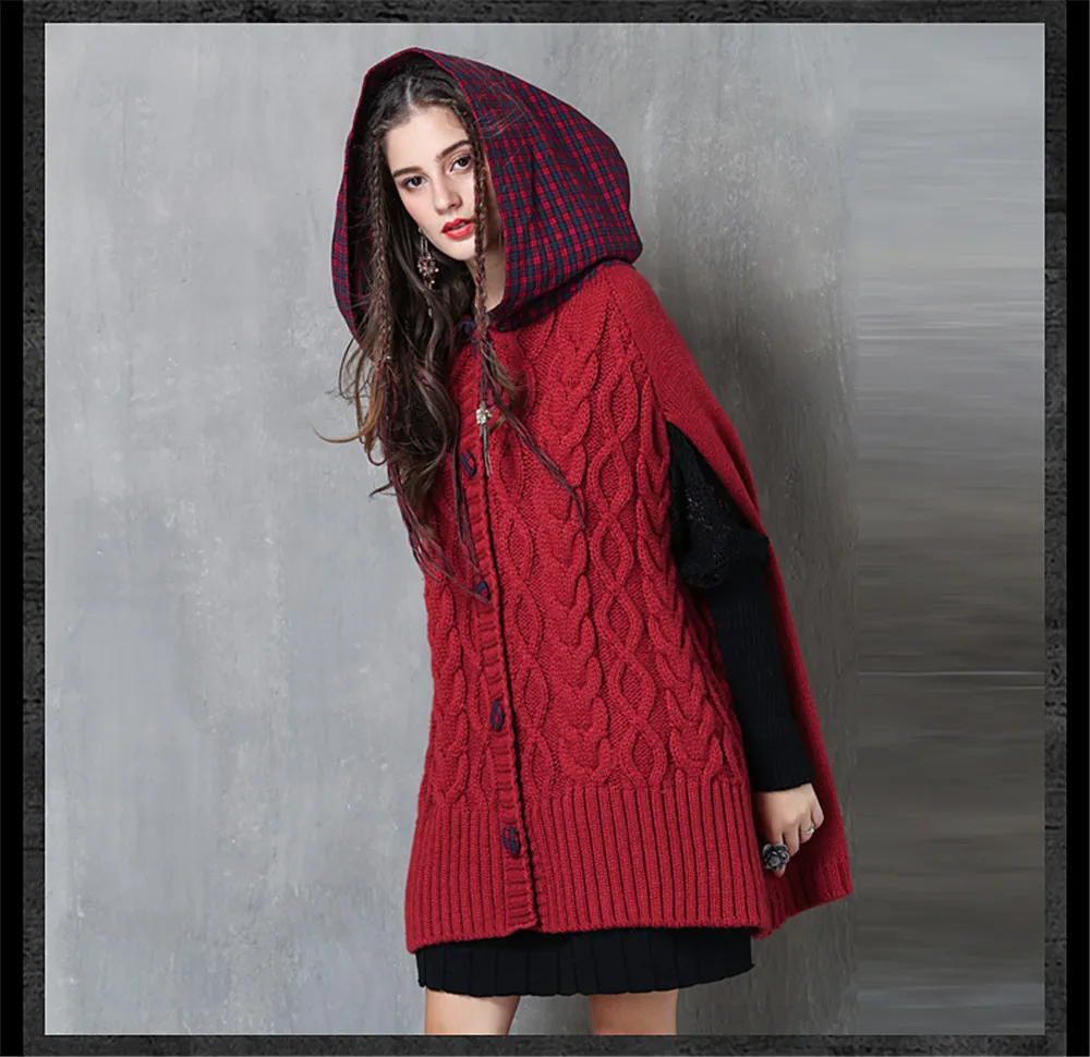 Vintage  Cotton Wool Sweater Coat Women Warm Vests Single Breasted Hooded Wrap Cloth Button Casaco Feminino 2017 Colete Feminino (12)