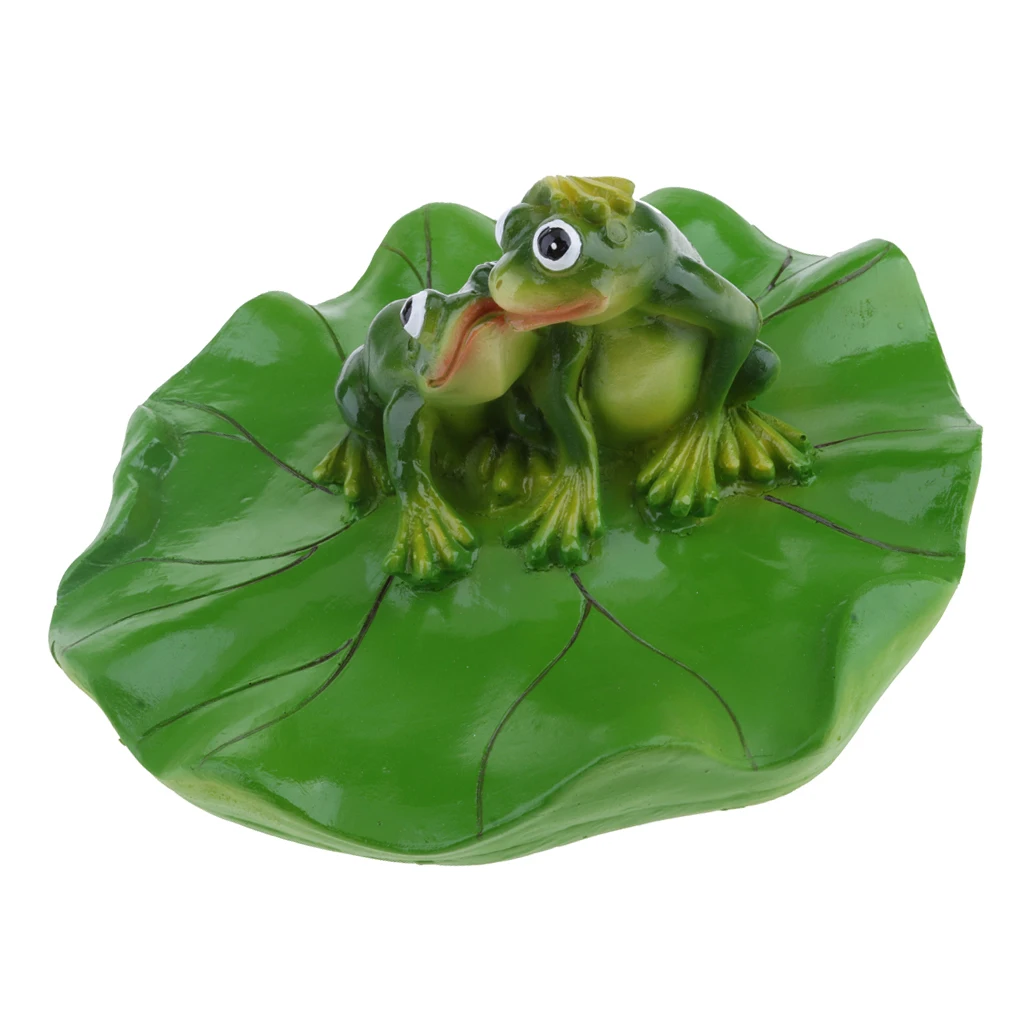 6 Style Pond Lifelike Water Floating Lotus Leaf Ornament Sculpture Frog Bathtub Toys Resin Artificial Animals Home Decor