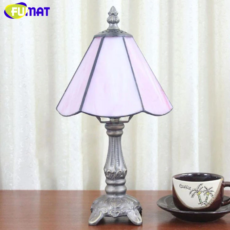 FUMAT Tiffany Stained Glass Desk Lamps Girls Gift Grape Rose Dragonfly Pearl Morning Glory Pattern Table Night Lights  5.
