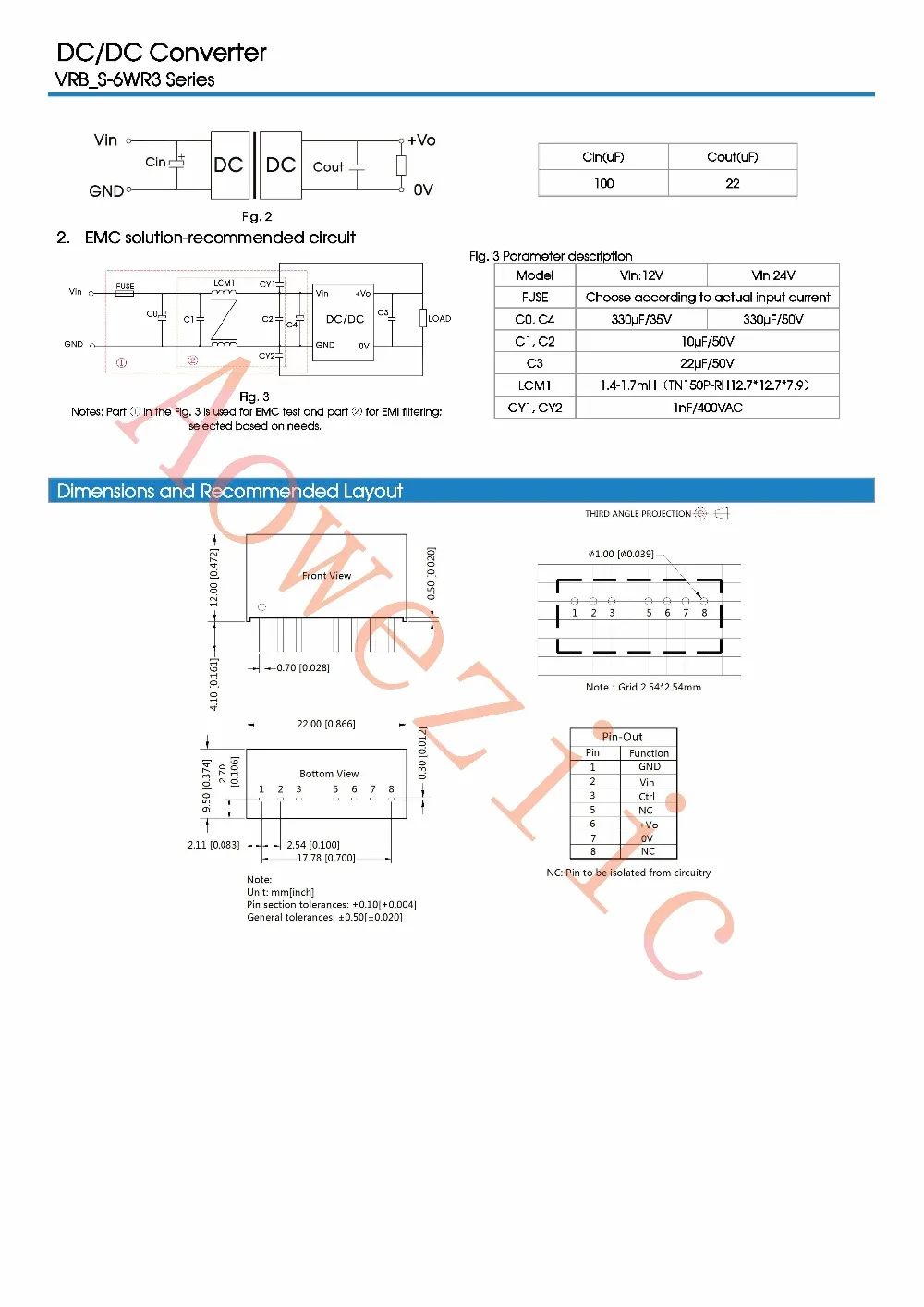 Aoweziic 5 шт./лот VRB2405S 6WR3 новый оригинальный Вход: 18 36 в Выход: В 1.2A DC 1500VDC