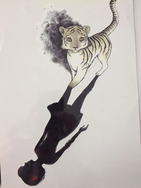 21 X 15 CM Girl With Small Tiger Tattoo Stickers Temporary Body Art Waterproof#74 21 X 15 CM Girl With Small Tiger Tattoo Stickers Temporary Body Art Waterproof#74