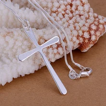 Серебряный Цвет Великолепная Мода Очаровательный популярный изысканный крест классическое женское ожерелье благородное роскошное серебряное ювелирное изделие P066