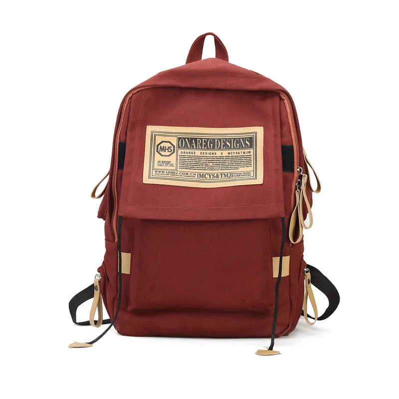 

Women Canvas Backpacks Red Waterproof School Bags for Teenagers Girls Large Laptop Backpacks Patchwork Backpack New 2019