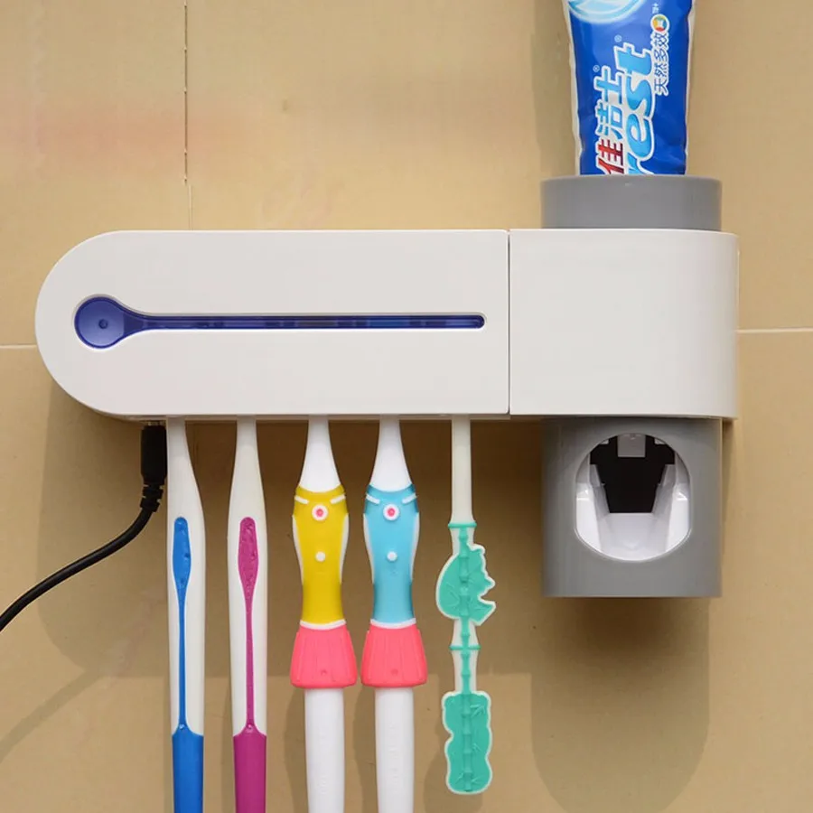 УФ держатель для зубной пасты и для зубной щетки диспенсер настенная зубная щетка дезинфицирующее средство автоматический держатель зубной пасты для детей и взрослых