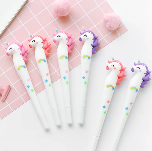 

30pcs kawaii pen anime horse cute rainbow unicorn gel pen for office and school supplies students kids stationary gift gadgets
