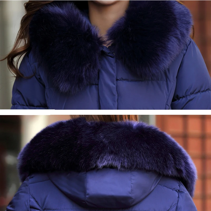 Fashion Snow Wear Large Fur Collar Ladies Coats 2017 Winter Coat Women Parka Long Thick Slim Womens Coats And Jackets Outerwear