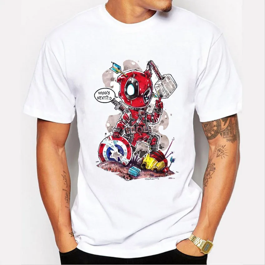 

Fashion Men's Deadpool Print T Shirt Summer Style Short Sleeve T-shirt For Male Funny Who's Next Pattern Tops MEN Tee Shirts
