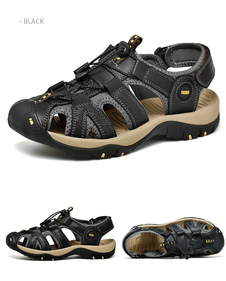 Летняя мужская обувь, сандали из натуральной кожи повседневная обувь качество конструирования модели пляжные сандалии для прогулок в римском стиле водные кроссовки Большие размеры 38–46