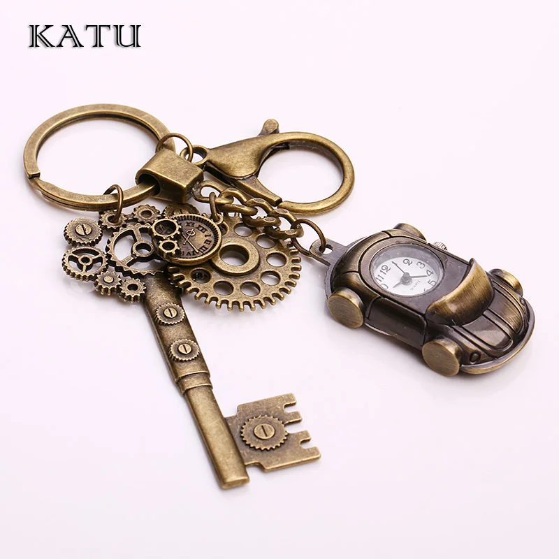 Katu Metal Roadster Pocket Watch Key Chain Vintage Fashion Steampunk