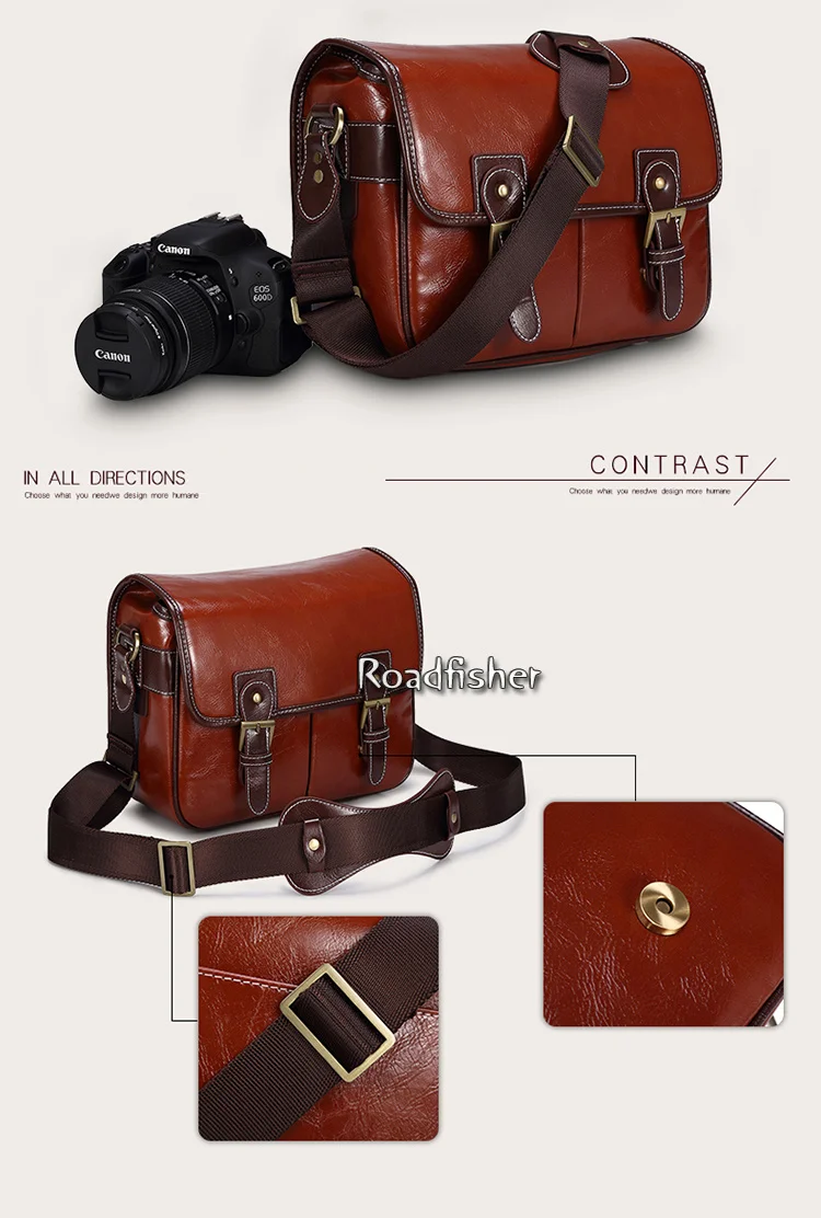 Camera leather shoulder bag 115-8