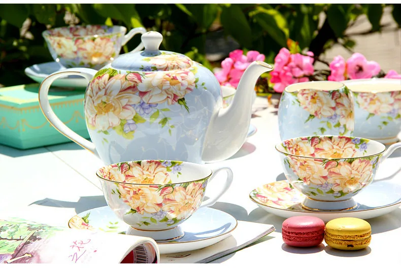 Костяной фарфор в европейском стиле чайные сервизы кофейная чашка чайный горшок набор высокого качества чайный набор