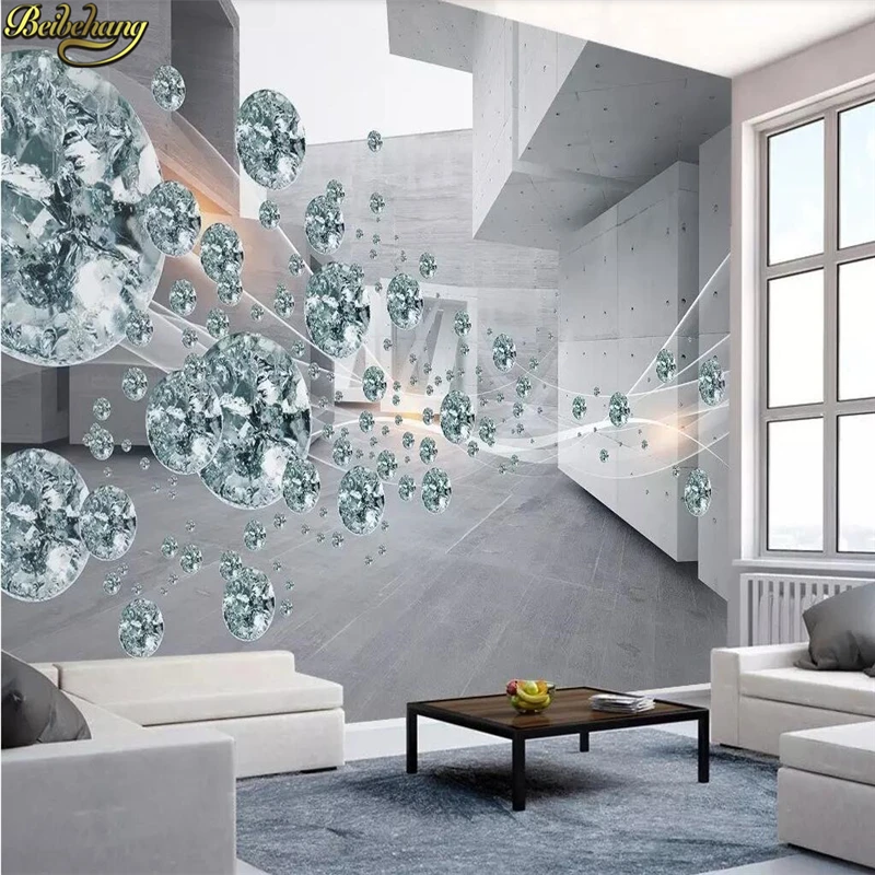 beibehang Custom wallpaper mural 3d crystal ball abstract space architecture brick wall TV background wall papel de parede