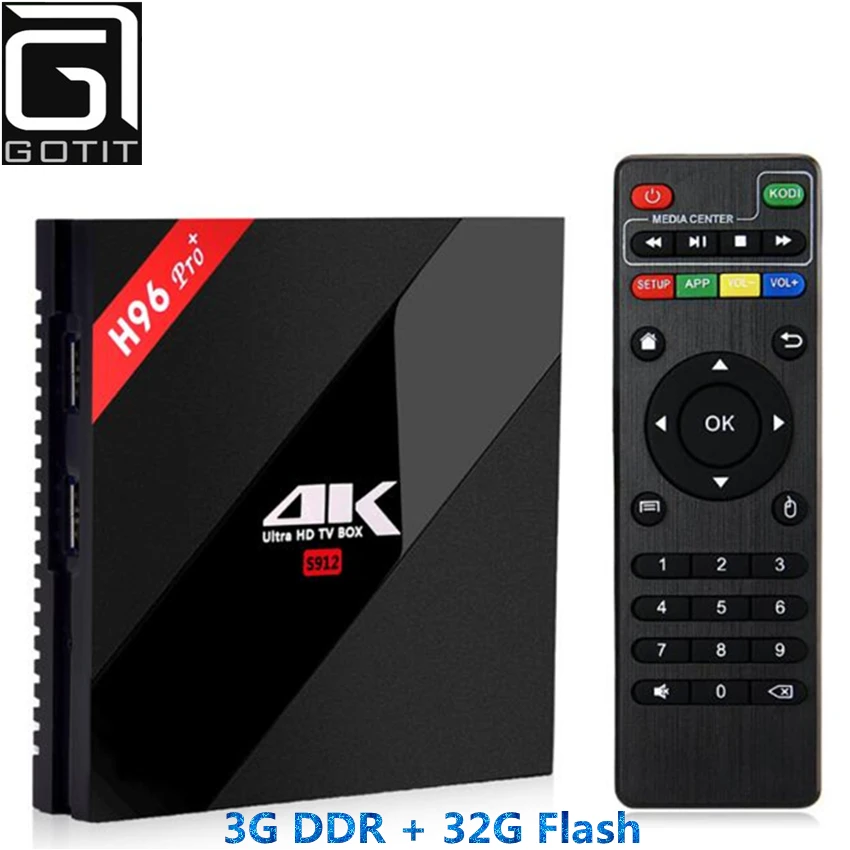 

[Genuine]H96Pro+ Android 6.0 TV Box Amlogic S912 64bit Octa Core 3G/32G WiFi 2.4G/5.8G H.265 BT4.1 KODI 16.1 H.265 4K Player
