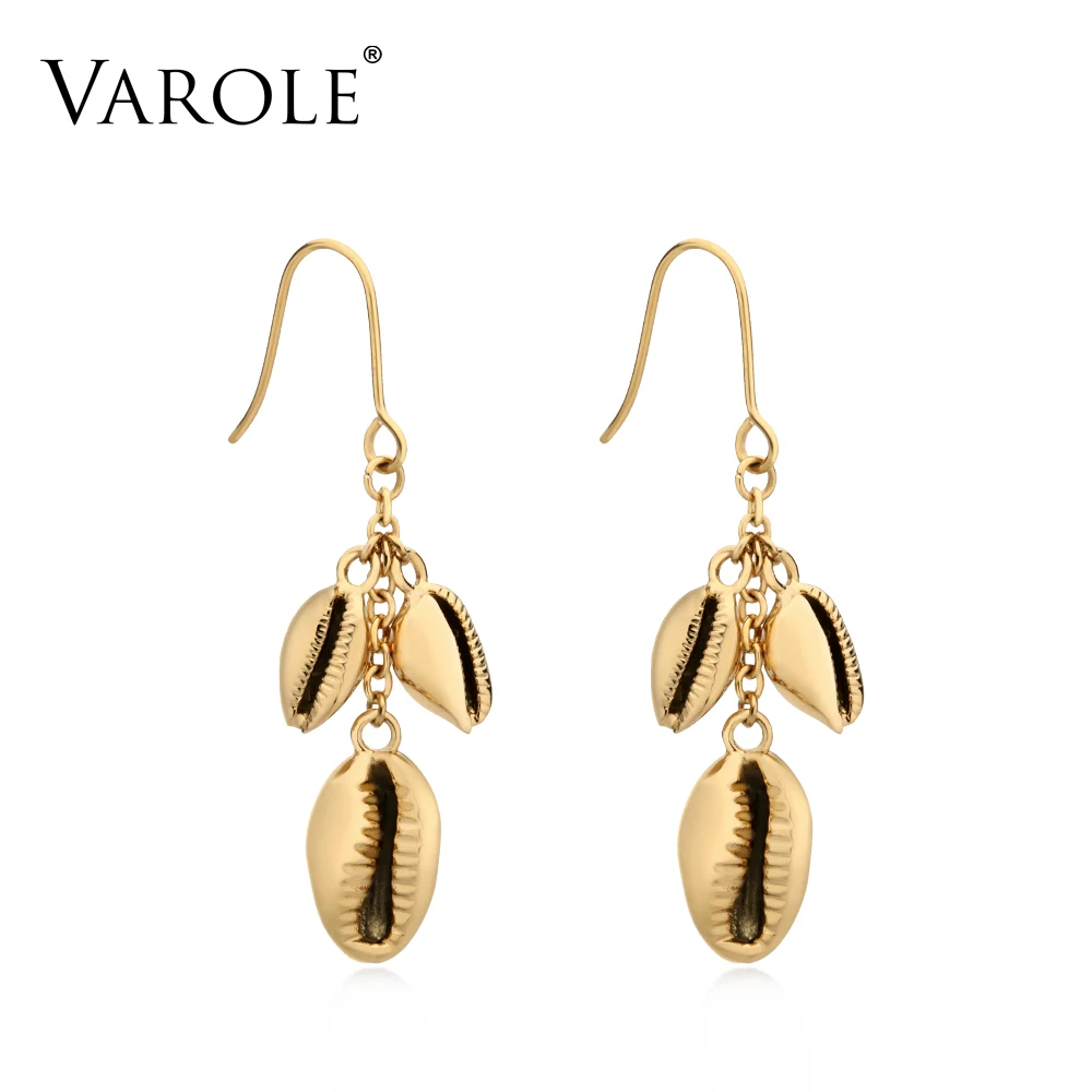 

VAROLE Drop Earrings For Wome Nantiallergy Metal Shell Collection Gold Color Earings Brand Fashion Jewelry Oorbellen