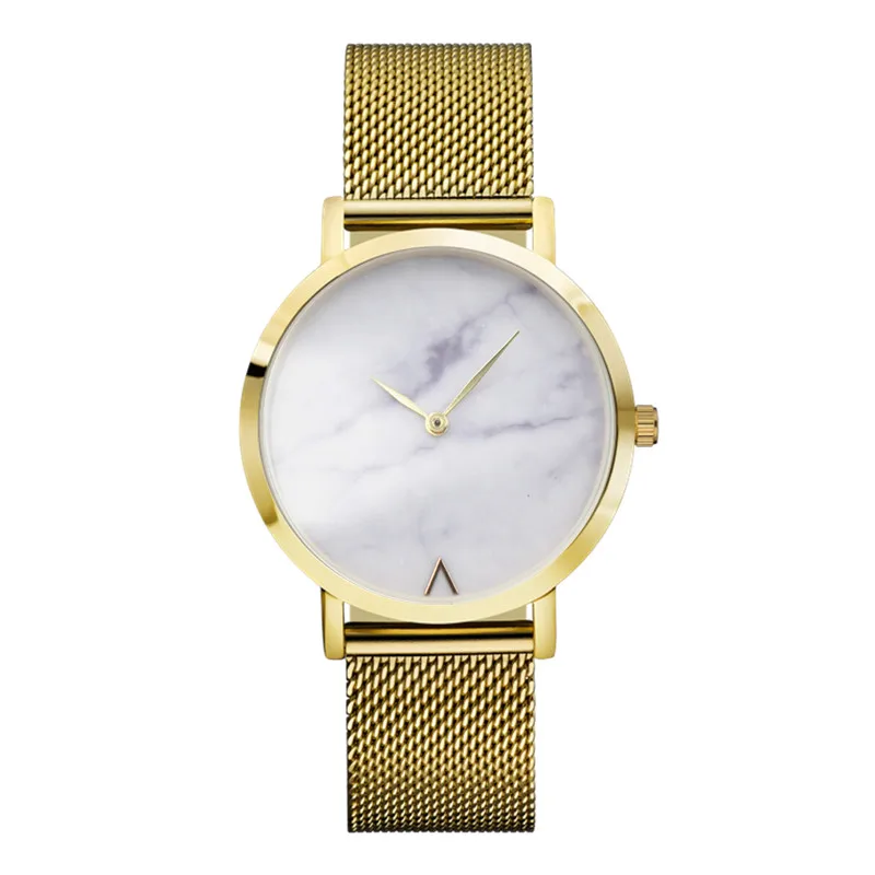 Eutour розовое золото ультра тонкий браслет Женская мода часы горячие дамы минималистский дизайн мрамор часы кварцевые наручные часы - Цвет: Розовый