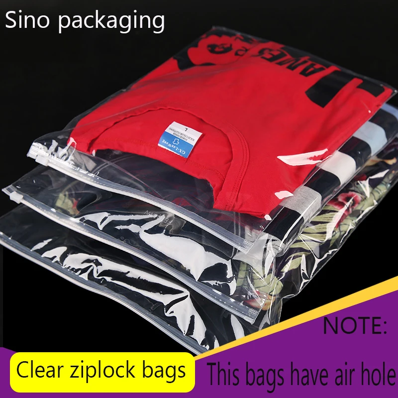 

Reclosable clear plastic underwear storage bag for travel clothes packag transparent ziplock poly packaging by slider 50pcs/lot