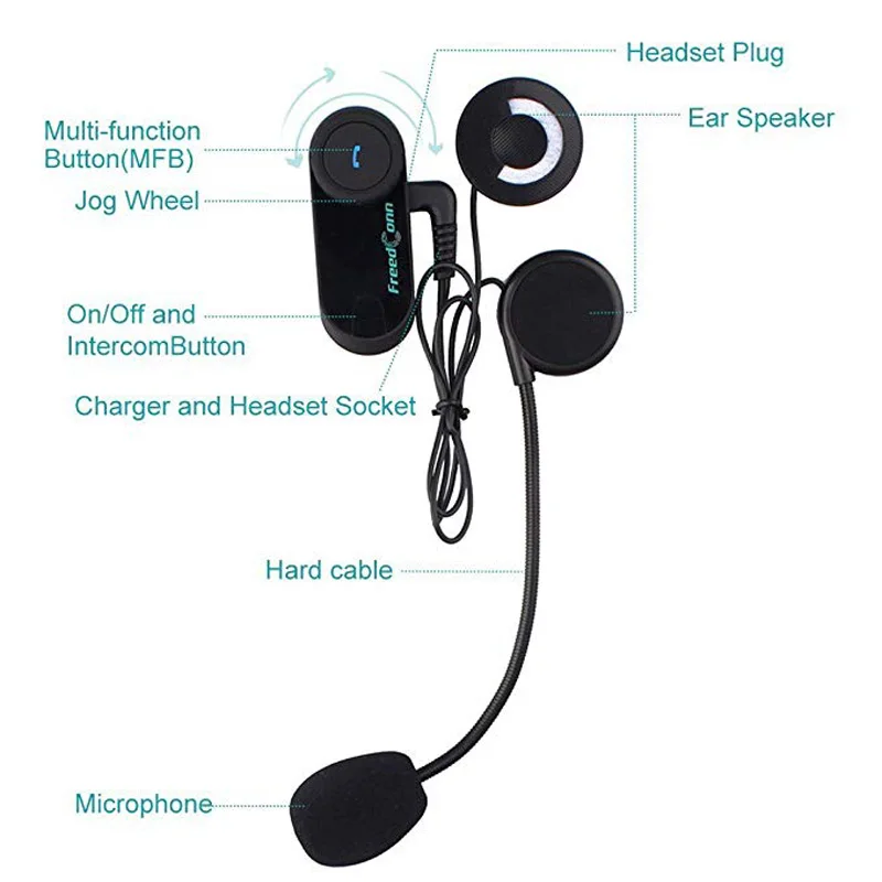 Гарнитура FreedConn для мотоциклетного шлема беспроводная гарнитура с Bluetooth 2 3