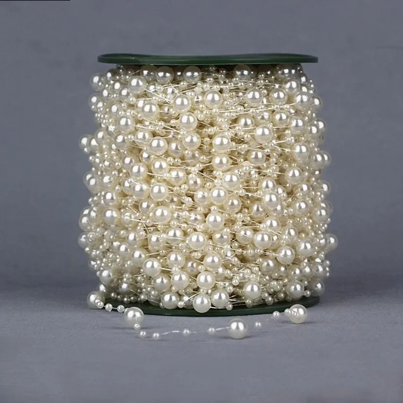 

246 FT(75 M) White Pearl Chain String Garland Christmas Wedding Wishing Tree Bridal Bouquet Decoration DIY Craft Supplies