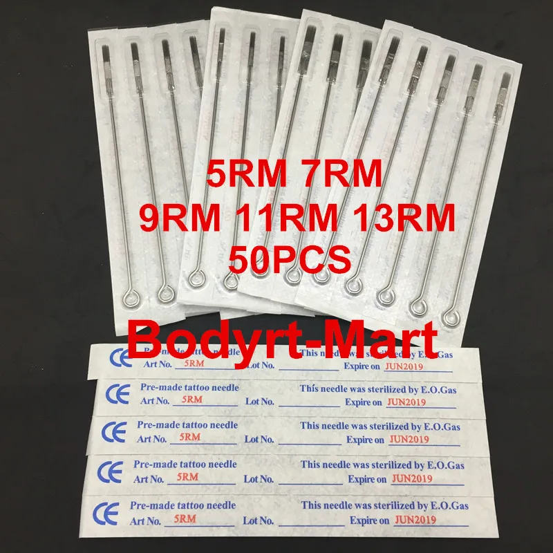 50pcs Sterilize Tattoo Needles Round Magnum 5RM 7RM 9RM 11RM 13RM 15RM