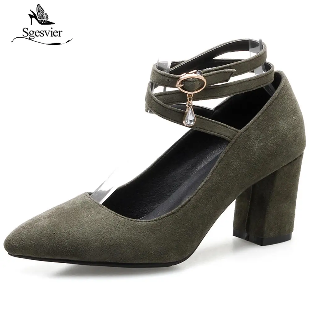 Женские туфли лодочки с ремешком на щиколотке толстом каблуке|pointed toe|black womens
