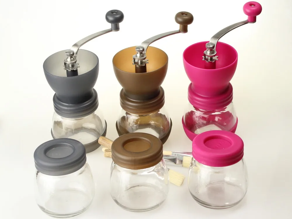 

Manual Glass Pepper Mill,Ceramic Burr Salt Muller,Wash Cleanable Coffee Grinder w/ Canister&Brush,Fine Coarse Adjustable