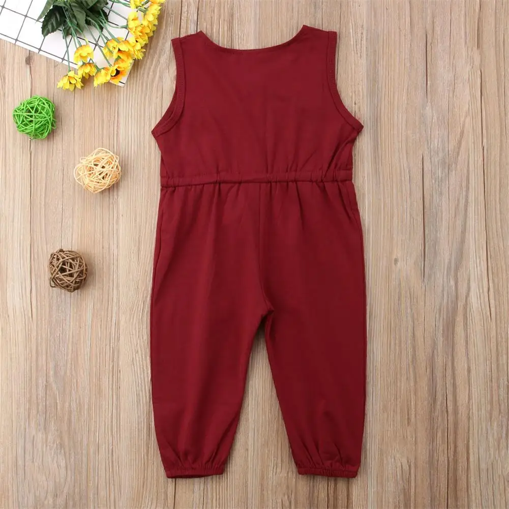 pudcoco Baby Girl Clothes Romper Newborn For Kids Costume Children Toddler Tiny Cottons Solid Sleeveless Overalls Jumosuit