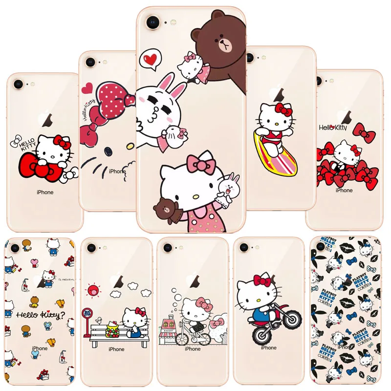 HelloKitty Hello Kitty новый жесткий чехол из поликарбоната милый модный для iPhone 7 8 Plus X 6 6s 5S