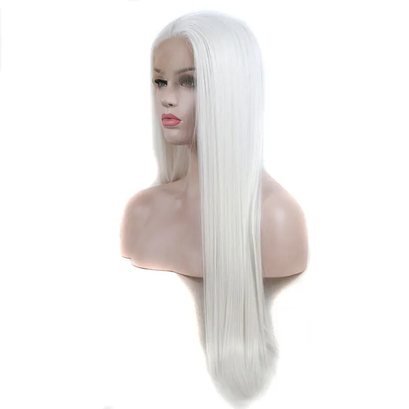 Bombshell, Белоснежка, длинный прямой, ручная вязка, синтетический парик на кружеве, натуральный волос, Термостойкое волокно для белых женщин, парики